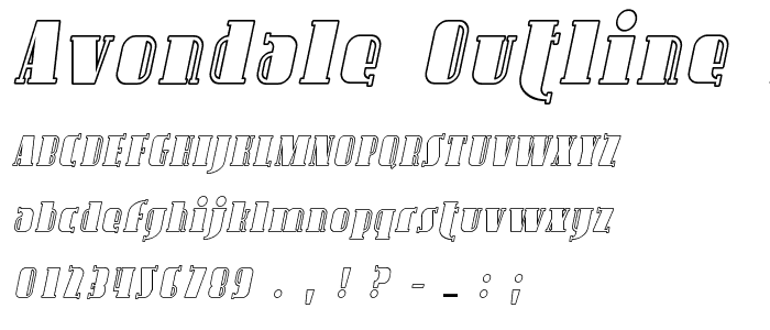 Avondale Outline Italic font